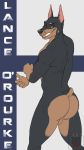  anthro balls butt canine doberman dog grin lance_(character) linkin_monroe male mammal smile solo teeth 