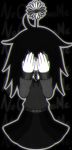  care crying daisy flower hands_over_eyes highres messy_hair monochrome petscop yatsunote 