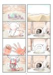  4koma bangs blunt_bangs comic commentary_request desert gloves head_wings highres japanese_crested_ibis_(kemono_friends) kemono_friends multicolored_hair multiple_4koma murakami_kou_(raye) page_number red_gloves red_hair sandstar silent_comic white_hair yellow_eyes 