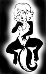  anthro black_fur breasts chest_tuft female fur hair hi_res humanoid_face mammal miz_ma&#039;m&#039;selle_hepzibah monochrome multicolored_fur nipples nude pogo pookie pussy skunk solo spread_legs spreading tuft two_tone_fur white_fur white_hair 