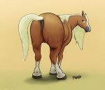  2018 aft anatomically_correct anatomically_correct_anus anatomically_correct_pussy animal_anus animal_genitalia animal_pussy anus brown_eyes brown_skin butt clitoris digital_media_(artwork) equine equine_anus equine_pussy female feral hair hooves horse horse_tail looking_at_viewer looking_back mammal nude open_mouth pegasasu presenting presenting_hindquarters pussy raised_tail rear_view simple_background solo standing tongue 