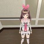  1girl animated animated_gif bangs brown_hair crotch_kick crotch_kicking femdom indoors kizuna_ai long_hair looking_at_viewer pink_nails pink_ribbon sfm solo source_filmmaker 