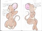  &lt;3 2018 ambiguous_gender bedroom_eyes brown_fur butt coy emoji fur general: half-closed_eyes jerry looking_back mammal postdisease presenting presenting_hindquarters rodent seductive simple_background text tom_and_jerry traditional_media_(artwork) white_background wide_hips 