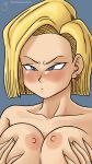  1girl android_18 breasts dragon_ball dragonball_z nipples thethickness 