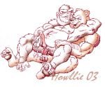  anal anthro ape balls bear belly_hair cum duo gorilla howllie licking male male/male mammal navel nipples penis primate tongue tongue_out 