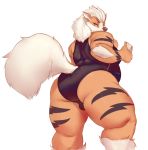  anthro arcanine bulge butt clothing looking_at_viewer makeup male mascara msvondran nintendo overweight pok&eacute;mon pok&eacute;mon_(species) solo standing swimsuit video_games 