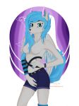  2018 belt blue_eyes blue_hair breasts canine chain clothing devils-brandy digital_media_(artwork) dog eyelashes female fur grey_fur hair hi_res husky invalid_tag looking_at_viewer mammal moonbeam shorts simple_background smile solo wings 