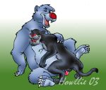  2003 bagheera_(jungle_book) balls baloo bear claws erection feline feral howllie male male/male mammal panther penis 