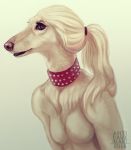  anthro breasts canine clothing collar dog female fur mammal simple_background solo white_background white_fur witchpuppy 