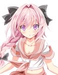  :o astolfo_(fate) black_bow black_ribbon blush bow braid commentary_request fate/apocrypha fate/grand_order fate_(series) hair_intakes hair_ribbon long_braid long_hair looking_at_viewer male_focus multicolored_hair ngv3553 open_mouth otoko_no_ko parted_lips pink_hair purple_eyes red_sailor_collar ribbon sailor_collar single_braid solo streaked_hair 