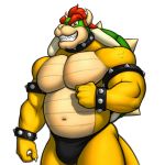  anthro bowser bulge clothing collar koopa kostos_art looking_at_viewer male mario_bros musclegut muscular muscular_male nintendo scalie smile solo standing underwear video_games 