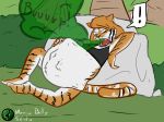  ! belly big_belly burping feline female hand_on_stomach mammal massivebellystudio open_mouth post_vore tiger vore 