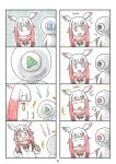  1girl 4koma :d :o bangs blunt_bangs cerulean_(kemono_friends) comic commentary_request head_wings highres japanese_crested_ibis_(kemono_friends) kemono_friends multicolored_hair multiple_4koma murakami_kou_(raye) one-eyed open_mouth page_number red_hair silent_comic smile white_hair 