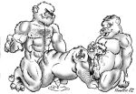  2002 anal anthor bear belly cum erection group group_sex howllie low_res male male/male mammal muscular oral penis sex spitroast threesome 