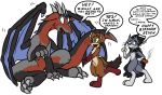  2016 absurd_res alpha_channel anthro birthday canine claws dhole digital_drawing_(artwork) digital_media_(artwork) divadlo dragon eisen eisen_(character) feral fox fur group hi_res male mammal misunderstanding simple_background surprise talons toony transformation transparent_background virmir virmir_(character) wand wings 