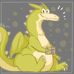  2017 belly bristles cuphead_(game) dragon grim_matchstick hi_res male scalie slightly_chubby solo 