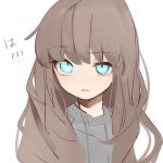  bad_id bad_twitter_id bangs black_sweater blue_eyes brown_hair eyebrows_visible_through_hair gotoh510 highres long_hair looking_up negai-chan_(gotoh510) open_mouth original solo sweater white_background 