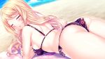  ass bikini blonde_hair blue_eyes blush breasts lisa_(tropical_liquor) long_hair looking_back medium_breasts sayori shiny shiny_skin swimsuit tropical_liquor 