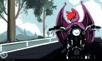  2018 bat bike_(disambiguation) blue_sky clothed clothing dirtyscoundrel female fur hi_res mammal motorcycle painting purple_fur scenery sky solo standing vehicle 
