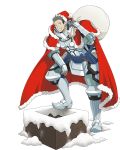  armor armored_boots bag boots breastplate cape faulds fireplace frilled_hat frills full_body gauntlets gift gloves grey_gloves grin hat holding holding_bag leg_armor log_horizon looking_at_viewer male_focus naotsugu_(log_horizon) official_art red_cape red_hat sack santa_hat smile solo spiked_hair transparent_background 