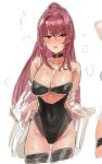  bare_shoulders bikini black_bikini blush breasts cleavage clenched_teeth covered_navel girls_frontline highres large_breasts long_hair looking_at_viewer purple_hair red_eyes simple_background sketch solo standing suisogenshi sweatdrop swimsuit teeth very_long_hair wa2000_(girls_frontline) white_background 