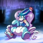  2017 animate_inanimate anthro ash_ketchum bottomless canine clothed clothing digital_drawing_(artwork) digital_media_(artwork) featureless_crotch hi_res inflatable legendary_pok&eacute;mon living_inflatable male mammal nintendo pok&eacute;mon pok&eacute;mon_(species) pool_toy redflare500 rubber shiny sitting solo suicune transformation video_games 