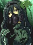  agetama black_gloves black_hair brown_eyes gas_mask gloves hairband highres jacket last_period long_hair looking_at_viewer solo 