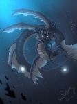  2015 blue_scales blue_theme digital_media_(artwork) feral fin leviathan looking_at_viewer open_mouth scales sea_monster shadownight456 solo teeth tongue underwater water 