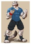  2017 absurd_res anthro biceps chest_tuft clothed clothing enaeric feline fur hi_res male mammal muscular muscular_male pantherine tiger tuft 