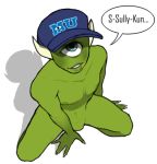  ... 1_eye 2018 5_fingers alternate_species baseball_cap biped blue_eyes claws collarbone cyclops dialogue digital_drawing_(artwork) digital_media_(artwork) disney english_text eyelashes featureless_crotch girly green_nipples green_skin hat high-angle_view horn humanoid humanoid_hands humanoidized looking_up male mike_wazowski monster monsters_inc monsters_university mostly_nude naked_hat navel nipples not_furry pecs pixar seductive shadow simple_background sitting smile solo southpauz speech_bubble spread_legs spreading stuttering text white_background white_claws white_horn 