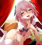  :d areolae arm_support astolfo_(fate) backlighting bangs black_bow blush bow bow_panties braid breath bulge cloak_removed commentary_request crop_top curtains day dot_nose drooling eyebrows_visible_through_hair eyelashes fang fate/apocrypha fate/grand_order fate_(series) groin hair_between_eyes hair_bow hair_over_shoulder half-closed_eyes hand_up head_tilt indoors kurogoma_(haruhi3) lifted_by_self lips long_hair looking_at_viewer lying male_focus naughty_face navel nipples no_pants no_shoes on_side open_mouth otoko_no_ko panties parted_bangs penis_in_panties pink_bow pink_hair pinky_out purple_eyes raised_eyebrows red_sailor_collar sailor_collar school_uniform serafuku shirt shirt_lift short_sleeves single_braid skindentation sleeve_cuffs smile solo stomach striped striped_panties thighhighs tongue underwear white_legwear white_panties white_shirt 