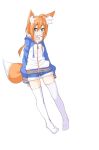  animal_ears blush fox_ears fox_girl fox_tail green_eyes highres hood hoodie niwaka_potato orange_eyes orange_hair original smile tail 