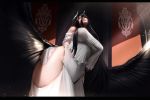  albedo black_hair breasts horns long_hair milk-doll overlord wings 