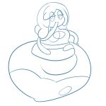  bedroom_eyes belly big_belly big_breasts breasts clothed clothing cute dress female ghost hair half-closed_eyes hand_in_mouth hand_on_hip hyper hyper_belly inflation not_furry quasi quasi-ghost seductive simple_background smile solo spirit sweer-tomato tentacles white_background 