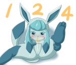  blush censored eeveelution female glaceon nintendo peeing pok&eacute;mon pok&eacute;mon_(species) pussy relief simple_background solo spread_legs spreading tongue tongue_out urine urine_drinking video_games 