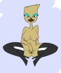  2017 4_fingers anthro avian bedroom_eyes bird boots breasts clothing digital_media_(artwork) ducktales ducktales_(2017) feathers female footwear fourball gabby_mcstabberson hair half-closed_eyes looking_at_viewer masturbation mostly_nude nipples pussy seductive short_hair simple_background sitting solo spread_legs spreading tan_feathers 