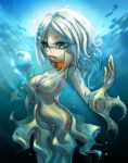  ann-jey breasts bubble cleavage clothed clothing collar female hair humanoid marine orb sea solo water white_hair 