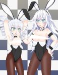  animal_ears aqua_eyes bare_shoulders black_heart black_leotard black_sister blush bow bowtie breasts bunny_ears bunny_girl bunnysuit censored cleavage detached_collar drill_hair embarrassed fake_animal_ears fishnets green_eyes leotard light_rays long_hair medium_breasts multiple_girls neptune_(series) open_mouth pantyhose power_symbol small_breasts smile strapless strapless_leotard surprised symbol-shaped_pupils twin_drills very_long_hair wardrobe_malfunction waruga white_hair wrist_cuffs 