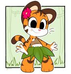  clothed clothing feline female gaturo kiki_(jurassiczalar) leaf_bikini mammal pigeon_toed smile tiger 