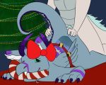  2018 arcturus_dorsurth candy candy_cane christmas dragon food from_behind_(disambiguation) galacticteeth green_eyes happy happy_sex holidays male male/male saliva scalie sex western_dragon ych 