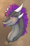  black_fur dragon fur grey_fur headshot horn lavaar purple_fur tongue tongue_out 