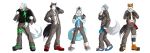  anthro black_hair blue_eyes blue_fur canine clothed clothing dog fur green_eyes grey_fur hair ikuto_waoni jewelry kemono kenn looking_at_viewer male mammal muscular muscular_male necklace open_mouth red_eyes rou_kemonone sarasa_arujine sero_tsugumine standing utau white_fur wolf wristband 