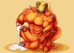  abs balls big_balls big_nipples big_pecs blonde_hair cum cum_on_claws cum_on_hand cum_on_penis drum_bunker_dragon excessive_cum future_card_buddyfight hair horn huge_balls hyper hyper_balls hyper_muscles hyper_penis luxiayfull muscular navel nipples orange_scales pecs penis scales small_head surprise vein 