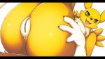  2018 anthro big_butt butt canine digimon digital_media_(artwork) female looking_at_viewer mammal pussy renamon shirokoma solo thick_thighs 