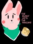  bust_portrait digital_media_(artwork) disney english_text food fur lagomorph mammal ozzydreamurr pancake pink_fur portrait rabbit scarf syrup text wreck-it_ralph wreck-it_ralph_2 