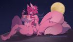  anthro big_breasts breasts canine conditional_dnp female huge_breasts looking_at_viewer mammal muscular muscular_female night night_sky nipples sitting solo thick_thighs wyntersun 