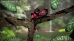  2017 3d_(artwork) 4_toes ambiguous_gender amphibian animated arm_support black_skin black_stripes blinking branch digital_media_(artwork) eyelashes feral frog front_view full-length_portrait gabi_(rio) green_eyes jamesanimeking jungle lake leaf leaning_on_elbow looking_away loop low_res multicolored_skin nature no_sclera nude on_branch on_tree pink_skin pink_stripes portrait quadruped raised_leg rio rio_2 sitting smile solo striped_skin stripes thinking toes tree tree_frog two_tone_skin waterfall 