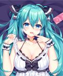  :d alternate_costume aqua_hair bangs bare_shoulders bed_sheet black_ribbon blue_eyes blush breasts choker chuor_(chuochuoi) cleavage collarbone colored_eyelashes condom_packet_strip condom_wrapper dress eyebrows_visible_through_hair finger_to_mouth hair_between_eyes hair_ribbon hatsune_miku heart heart-shaped_pupils heart_choker heavy_breathing lace lace-trimmed_cuffs lace-trimmed_dress long_hair looking_at_viewer medium_breasts naughty_face open_mouth ribbon saliva shiny shiny_skin smile solo striped striped_ribbon symbol-shaped_pupils tareme tongue tongue_out twintails upper_body very_long_hair vocaloid white_dress wrist_cuffs 