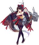  agano_(azur_lane) azur_lane bare_shoulders bell black_hair black_hakama black_legwear blush breasts cleavage closed_mouth collarbone crossed_legs detached_sleeves flower full_body hair_flower hair_ornament hakama hakama_skirt hecha_(swy1996228) japanese_clothes jingle_bell long_hair long_sleeves machinery medium_breasts miniskirt obi official_art pantyhose red_eyes ribbon-trimmed_clothes ribbon-trimmed_sleeves ribbon_trim sash skirt smile solo tachi-e torpedo torpedo_tubes transparent_background turret very_long_hair watson_cross wide_sleeves 