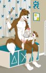  anthro balls canine crying cub diaper dog duo father father_and_son holly_marie_ogburn male mammal naughtyrobby parent penis son spanking tears young 